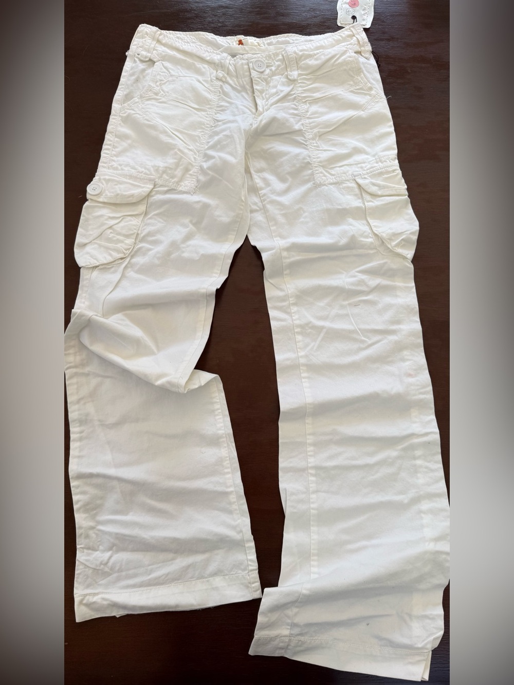 Twill Twenty Two White Flare Cargo Jeans